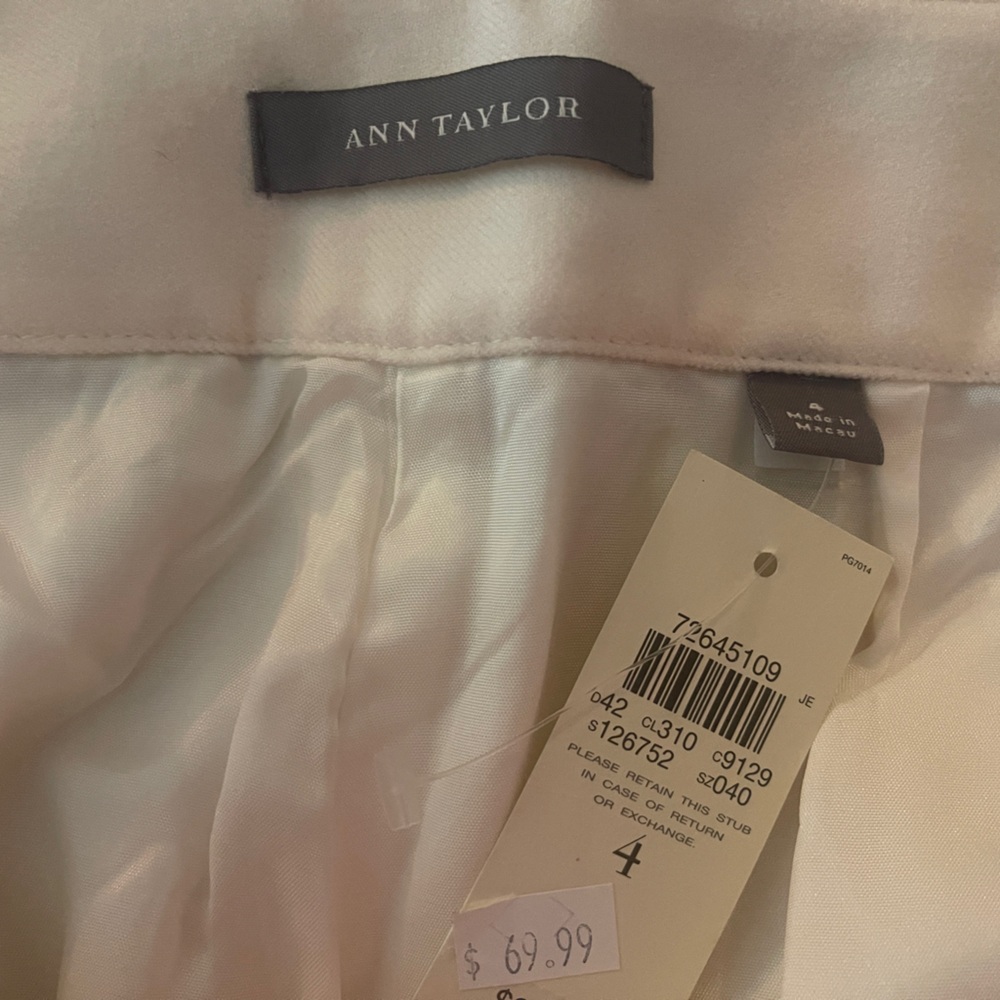 Ann Taylor Wool Cashmere Blend Wide Leg Trousers Pants Ivory Cream Size 4 - Picture 2 of 4